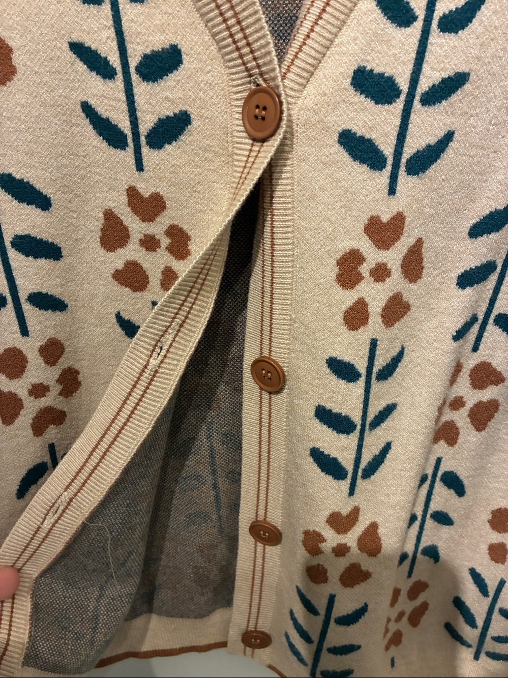 Women's Cream Floral Button-Front Cardigan Sweater - Picture 4 of 5